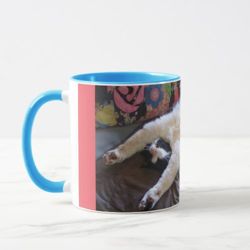 Tuxedo Cat Cute doing a Mexican Wave Mug