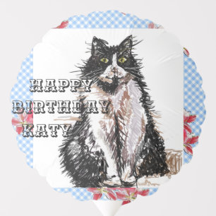 Tuxedo Cat Cute Drawing Black and White Cats Balloon