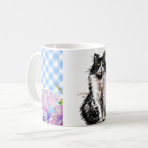 Tuxedo Cat Cute Drawing Black White Cats Coffee Coffee Mug