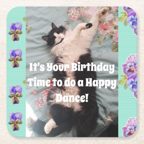 Tuxedo Cat Cute Funny Cats Happy Birthday Coasters