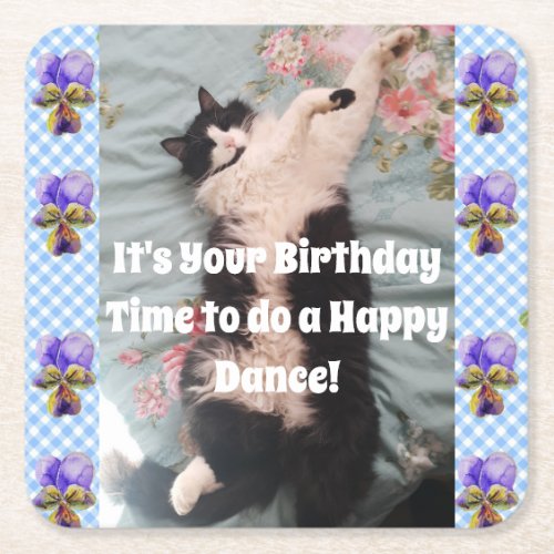 Tuxedo Cat Cute Funny Cats Happy Birthday Coasters