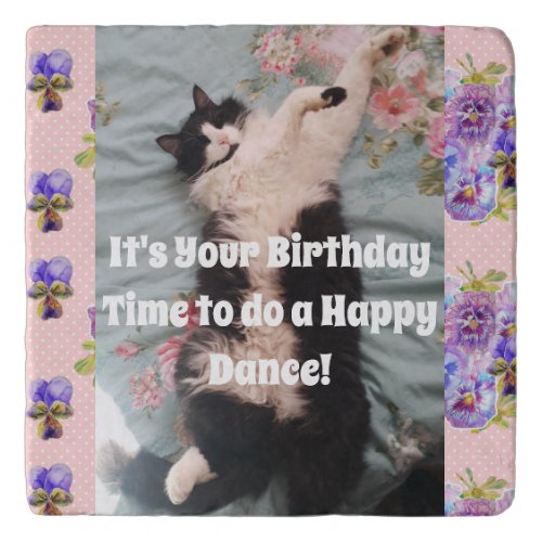 Tuxedo Cat Cute Funny Cats Happy Birthday Trivet