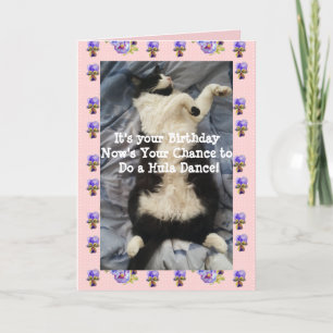 Tuxedo Cat Cute Funny Doing A Hula Dance Cats Card