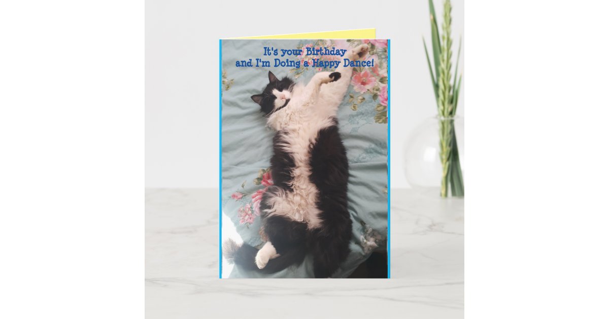 Tuxedo Cat Cute Funny Happy Dance Cats Card Zazzle Com