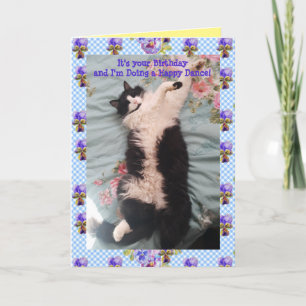 Tuxedo Cat Cute Funny Happy Dance Cats Viola Card