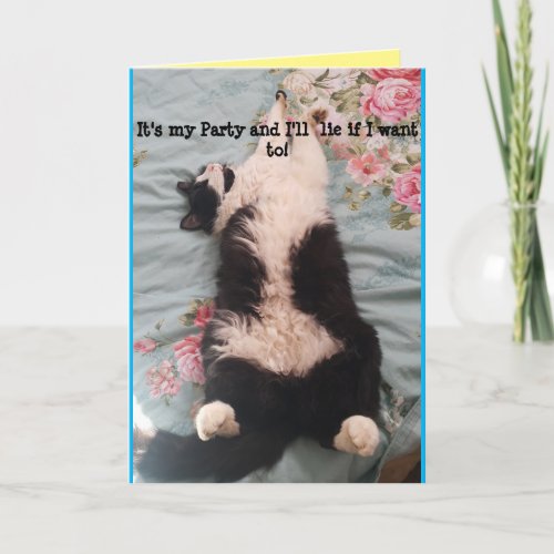 Tuxedo Cat Cute Funny Its My Party Card
