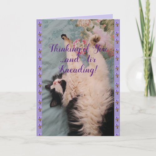 Tuxedo Cat Cute Funny Quote Air_Kneading Card