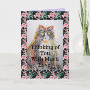 Tuxedo Cat Cute Funny Thinking of You Card