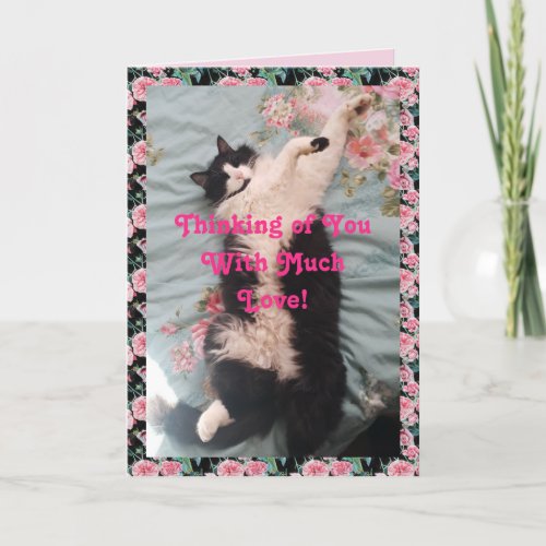 Tuxedo Cat Cute Funny Thinking of You Love Card