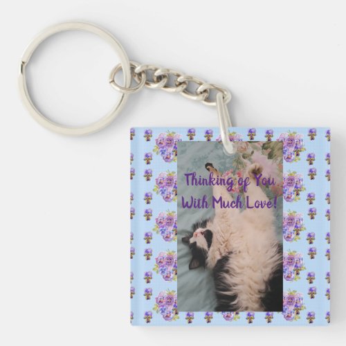 Tuxedo Cat Cute Funny Thinking of You Love Keyring