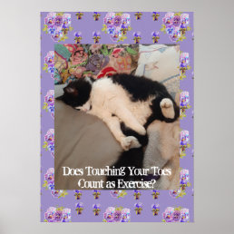 Tuxedo Cat Cute Funny Touching Toes Cats Poster