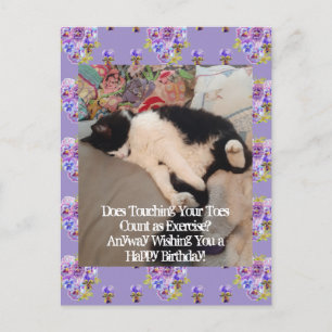 Tuxedo Cat Cute Happy Birthday Toes Postcard