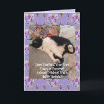 Tuxedo Cat Cute Happy Birthday Touching Toes Card<br><div class="desc">Tuxedo Cat Cute Happy Birthday Touching Toes Card. Designed from one of my original photos,  a must for all cat lovers!.</div>