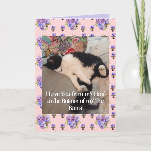 Tuxedo Cat Cute Love You Birthday Toe Beans Card
