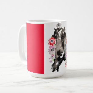 Tuxedo Cat Cute Pretty Flowers Cats Watercolor Coffee Mug