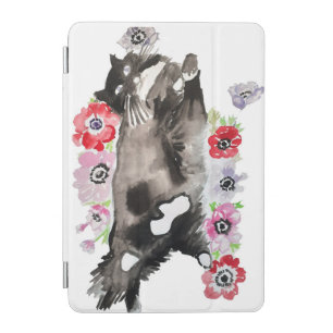 Tuxedo Cat Cute Pretty Flowers Cats Watercolor iPad Mini Cover