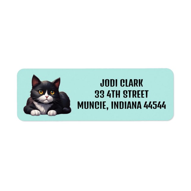 TUXEDO CAT CUTE RETURN ADDRESS LABELS (Front)