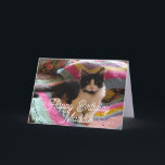 Tuxedo Cat Cute with Pretty Crochet Rug Card<br><div class="desc">Tuxedo Cat Cute Funny Sleeping Cats Lazy Card. Designed from one of my original photos,  a must for all cat lovers!.</div>