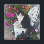 Tuxedo Cat Cute with Pretty Flowers Black Cats Magnet<br><div class="desc">Tuxedo Cat Cute with Pretty Flowers design. Designed from my all original photograph.</div>