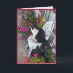 Tuxedo Cat Cute with Pretty Flowers Thank You Card<br><div class="desc">Tuxedo Cat Cute with Pretty Flowers Design. Designed from my all original photograph.</div>