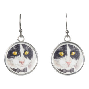 Tuxedo cat earrings
