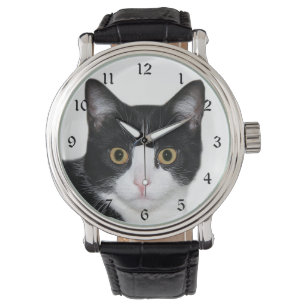 Tuxedo cat face watch