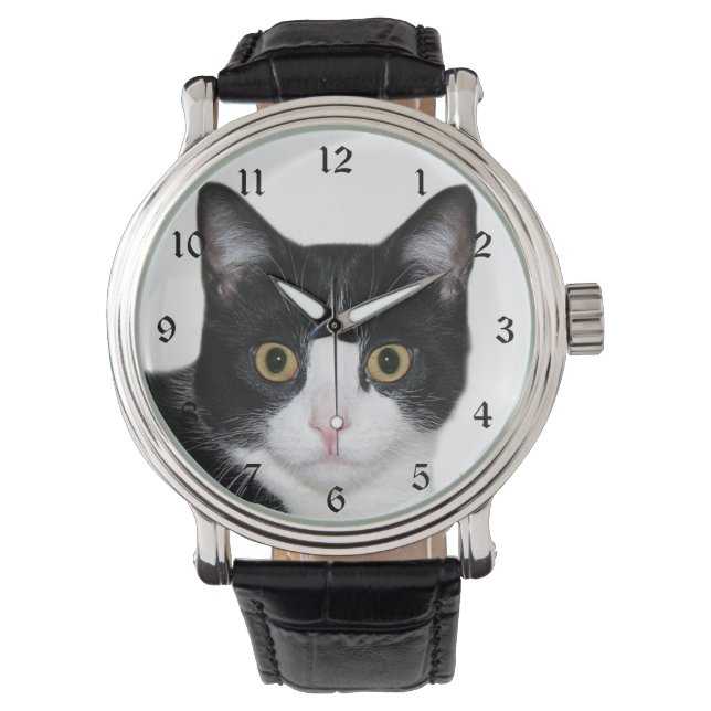 Tuxedo cat face watch (Front)