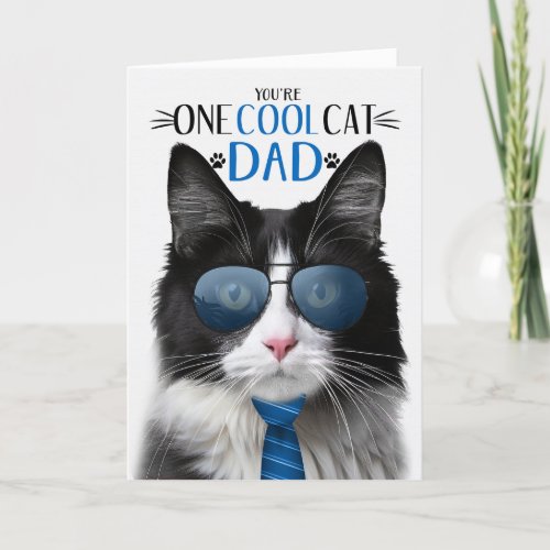 Tuxedo Cat Fathers Day One Cool Cat Holiday Card