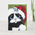 Tuxedo Cat & Festive Mouse Christmas Card