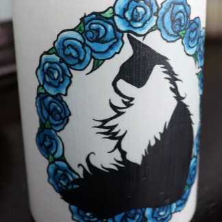 Tuxedo Cat Floral Pillar Candle