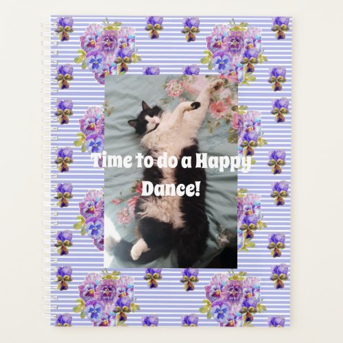 Tuxedo Cat Funny Cute Floral Happy Dance Planner