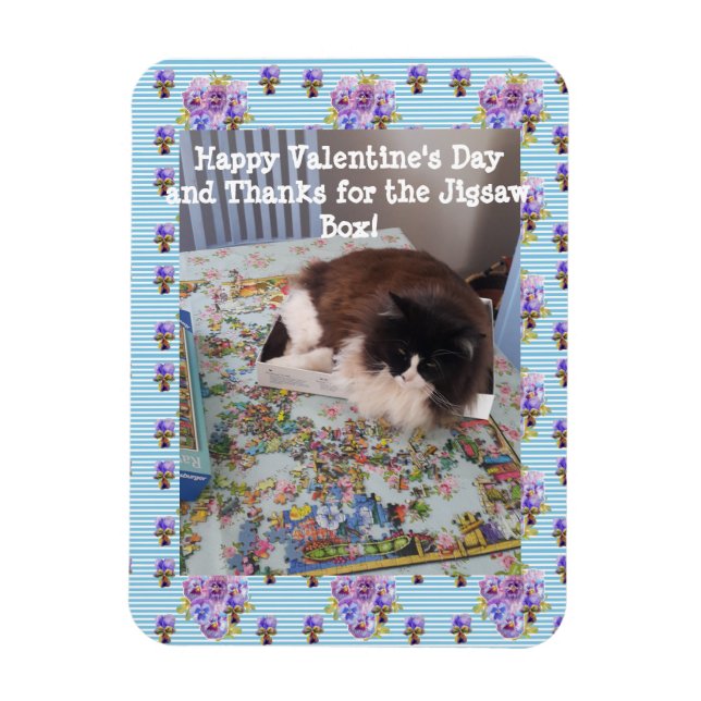 Tuxedo Cat Funny Jigsaw Cats Valentines Day Magnet (Vertical)