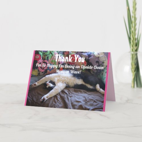 Tuxedo Cat Funny Mexican Wave Cute Thank You Card