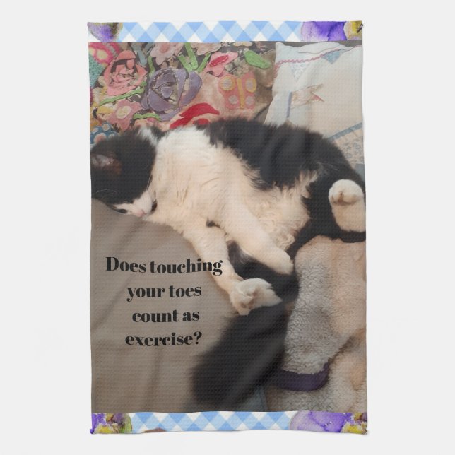Tuxedo Cat Funny Quote Black and White Cats Girls Kitchen Towel (Vertical)