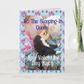 Tuxedo Cat Funny Valentines Day Sleeping In Queen Card
