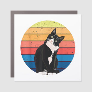 Tuxedo Cat Gift Retro Colors for Animal Lovers Car Magnet