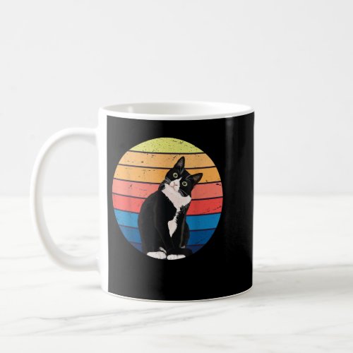 Tuxedo Cat Gift Retro Colors for Animal Lovers  Coffee Mug