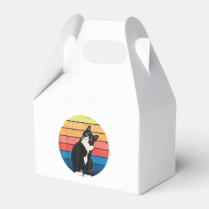 Tuxedo Cat Gift Retro Colors for Animal Lovers Favor Boxes