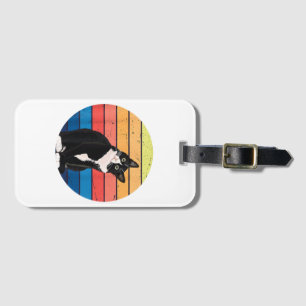 Tuxedo Cat Gift Retro Colors for Animal Lovers Luggage Tag