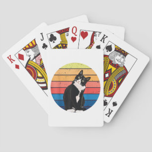 Tuxedo Cat Gift Retro Colors for Animal Lovers Poker Cards