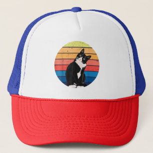 Tuxedo Cat Gift Retro Colors for Animal Lovers Trucker Hat