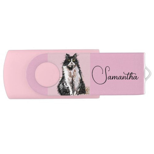 Tuxedo Cat Girls Customizable Name USB Stick  USB  Flash Drive