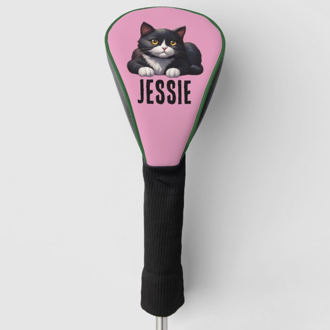 TUXEDO CAT GOLF HEAD COVER PERSONALIZED (Front)