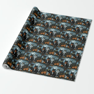 Tuxedo Cat Halloween Spooky Wrapping Paper