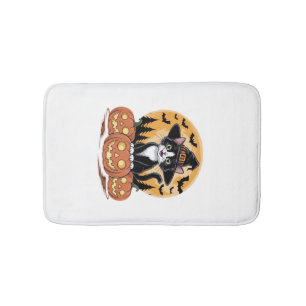 Tuxedo Cat Halloween Witch Cute Pumpkins Essential Bath Mat
