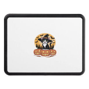 Tuxedo Cat Halloween Witch Cute Pumpkins Essential Hitch Cover
