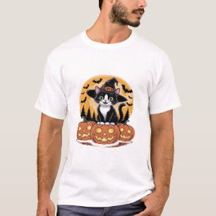 Tuxedo Cat Halloween Witch Cute Pumpkins Essential T-Shirt