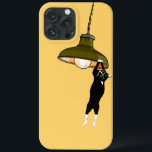 Tuxedo Cat Hanging on Lamp iPhone 13 Pro Max Case<br><div class="desc">How'd you get yourself up there?</div>