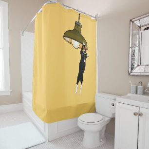 Tuxedo Cat Hanging on Lamp Shower Curtain