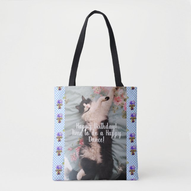 Tuxedo Cat Happy Dance funny Happy Birthday Bag (Front)